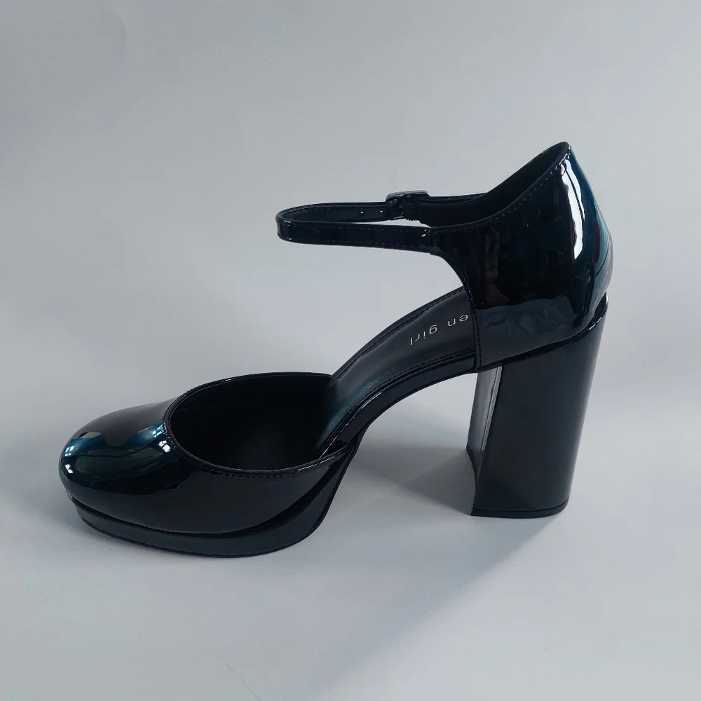 Madden girl‎ unaa black patent leather platform heels size 10M